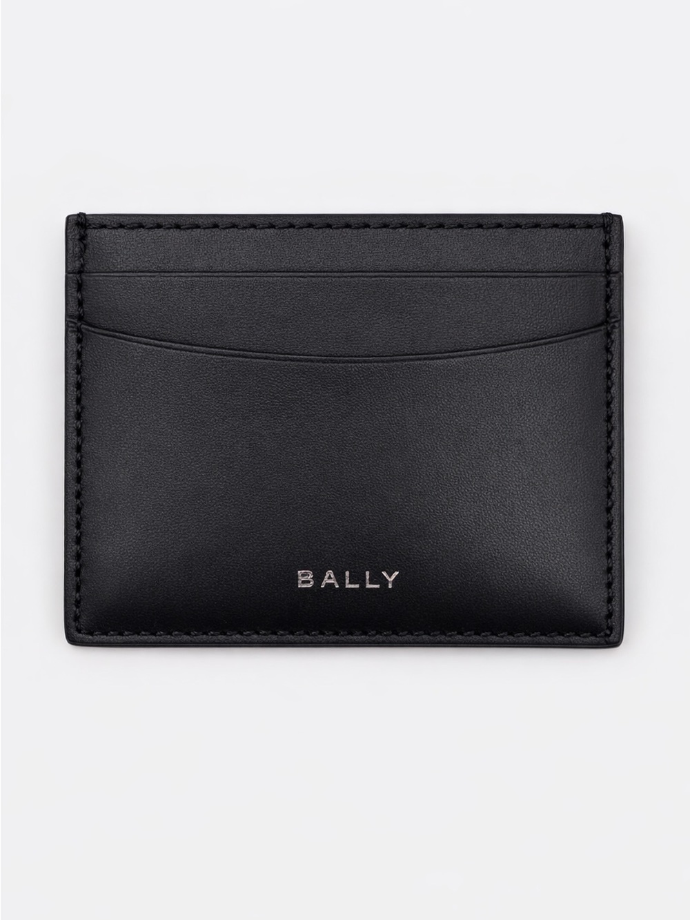 Bally Mens Busy Black Leather Slim Card Case Solid Pattern